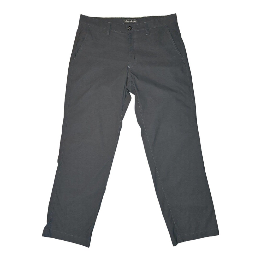 Eddie Bauer Pants Men's 34x30 Gray Slash Pockets Zip Closure Back Pocket - Picture 1 of 10